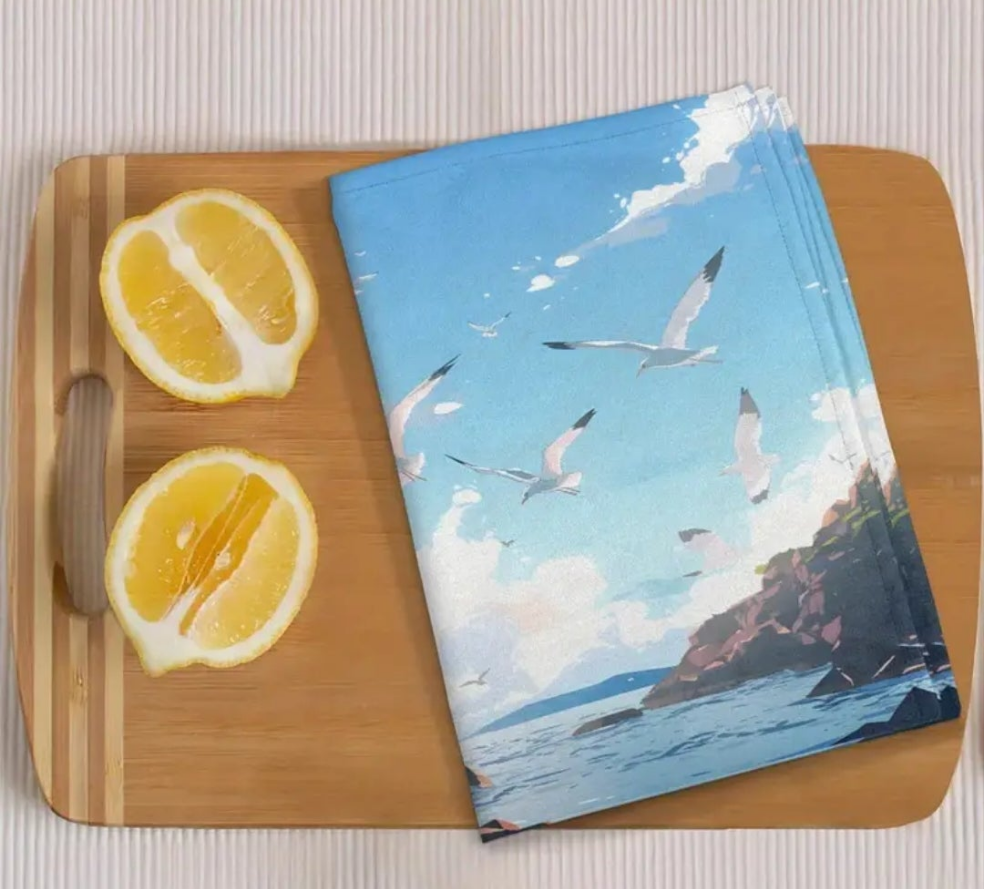 2Pce seagull print kitchen towels