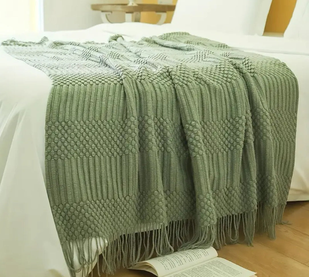 Textured Knitted Throw Blanket