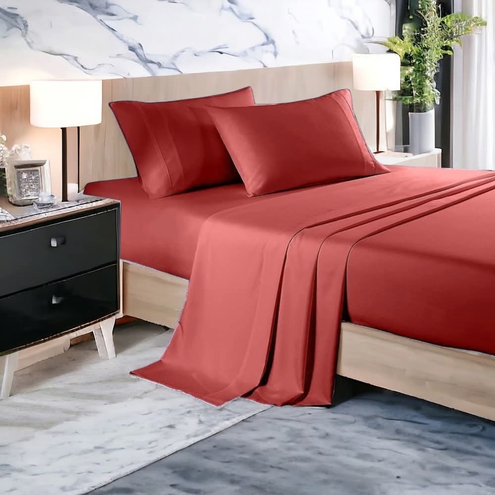Plain 4-Piece Bedsheet Set (100 GSM) – Soft & Durable | Double & Queen Sizes