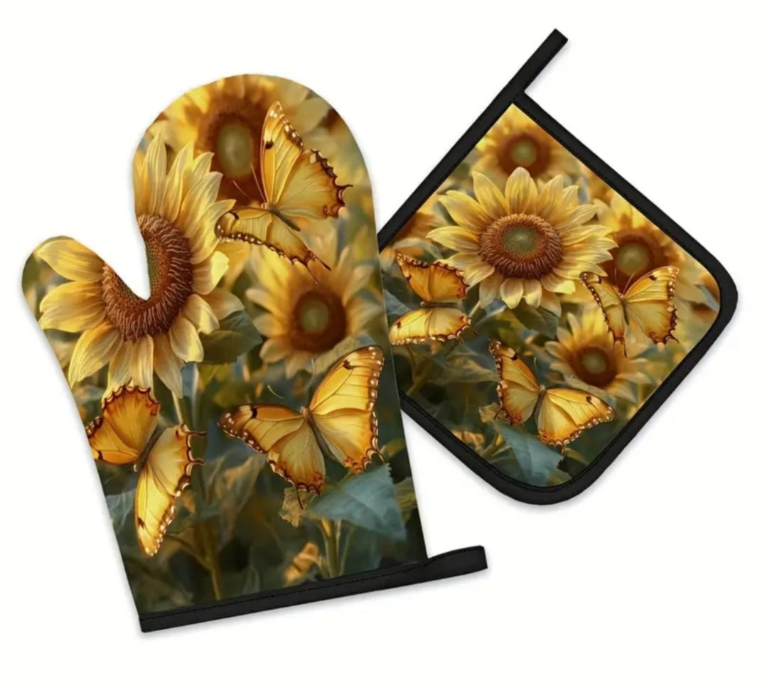 Oven mittens sunflower