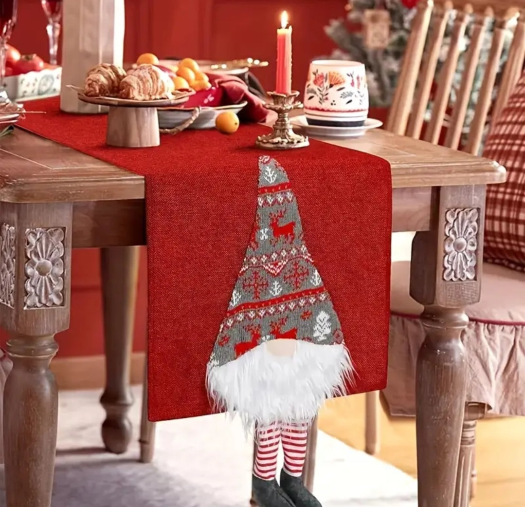 3D Christmas Gnome table runner