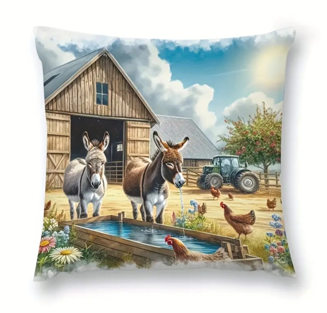 Single print donkey cushion cover