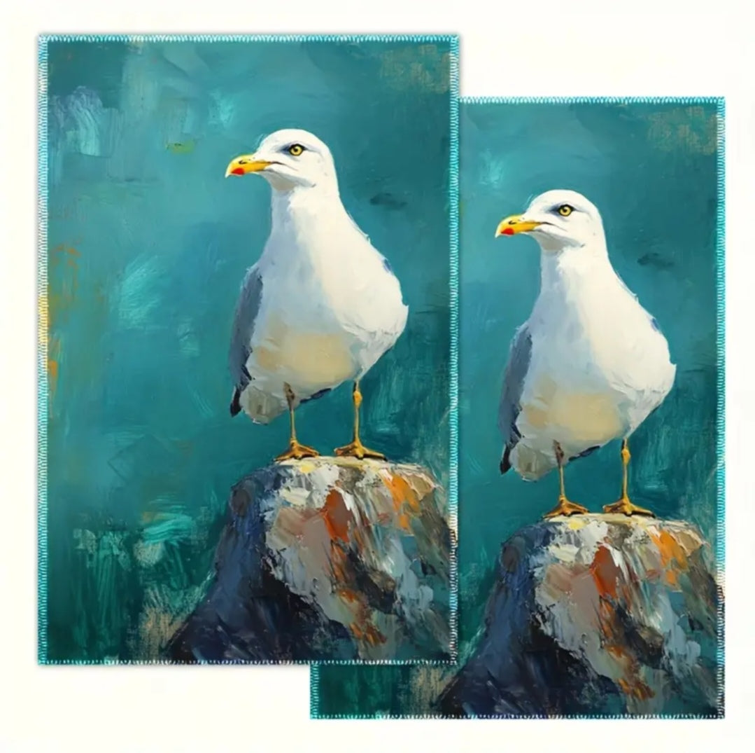 2Pce seagull print kitchen towels
