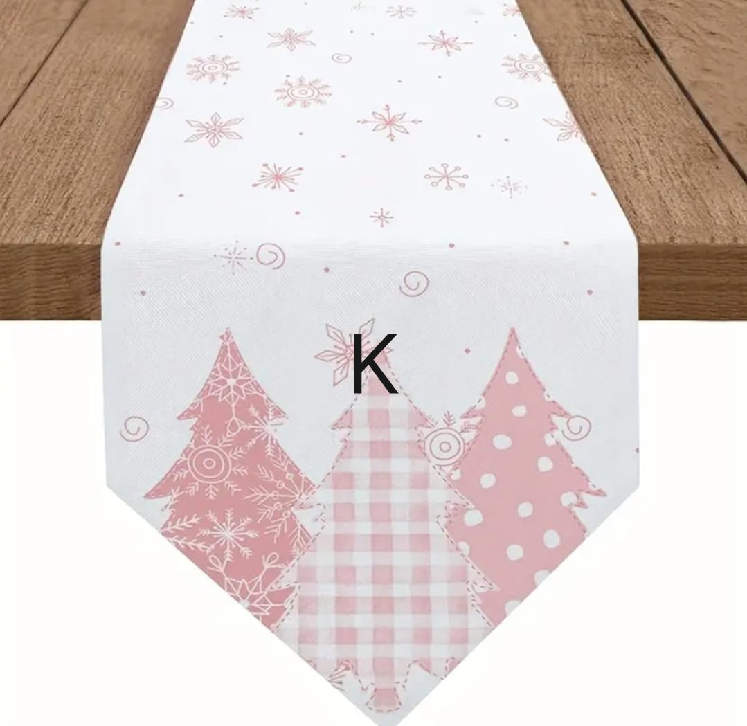 Pink Xmas table runners