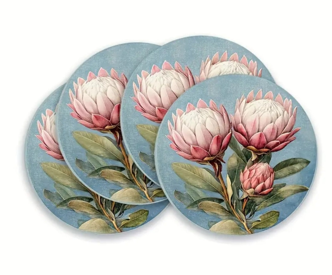 4pce Round protea place mats