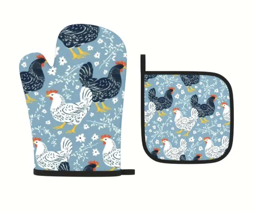 2pce oven mittens Chicken Design