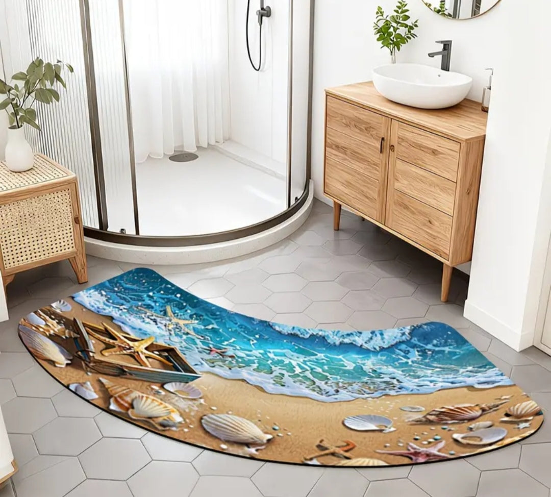 Arch-Shaped Non-Slip Bathroom Mat – Soft, Absorbent & Machine Washable