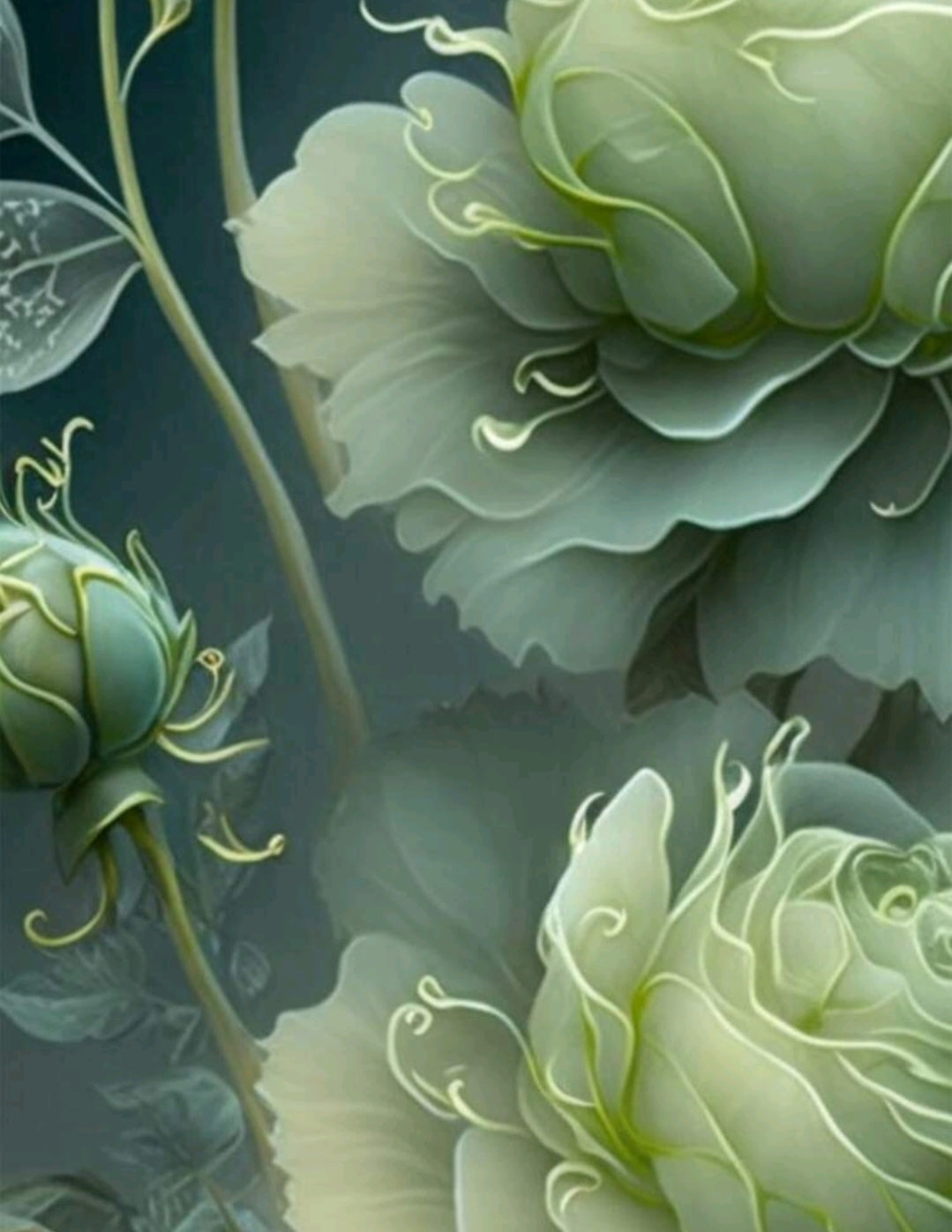Ethereal Green Rose Floral Cushion Cover – 50×50cm Decorative Pillow Case