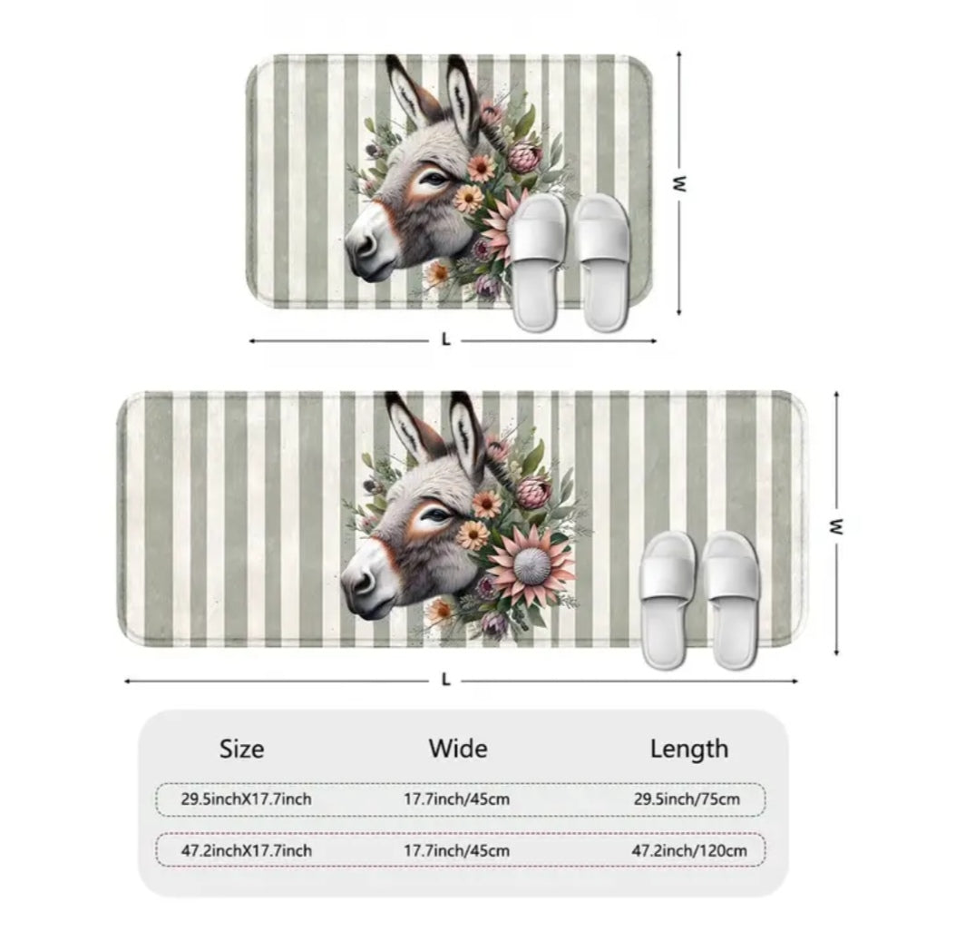 Donkey print 2pce kitchen mats
