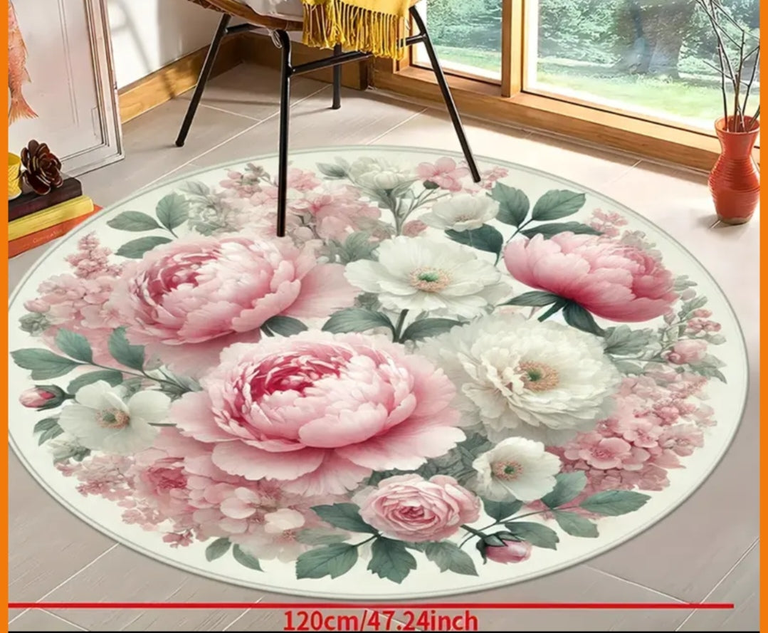 Floral round rug