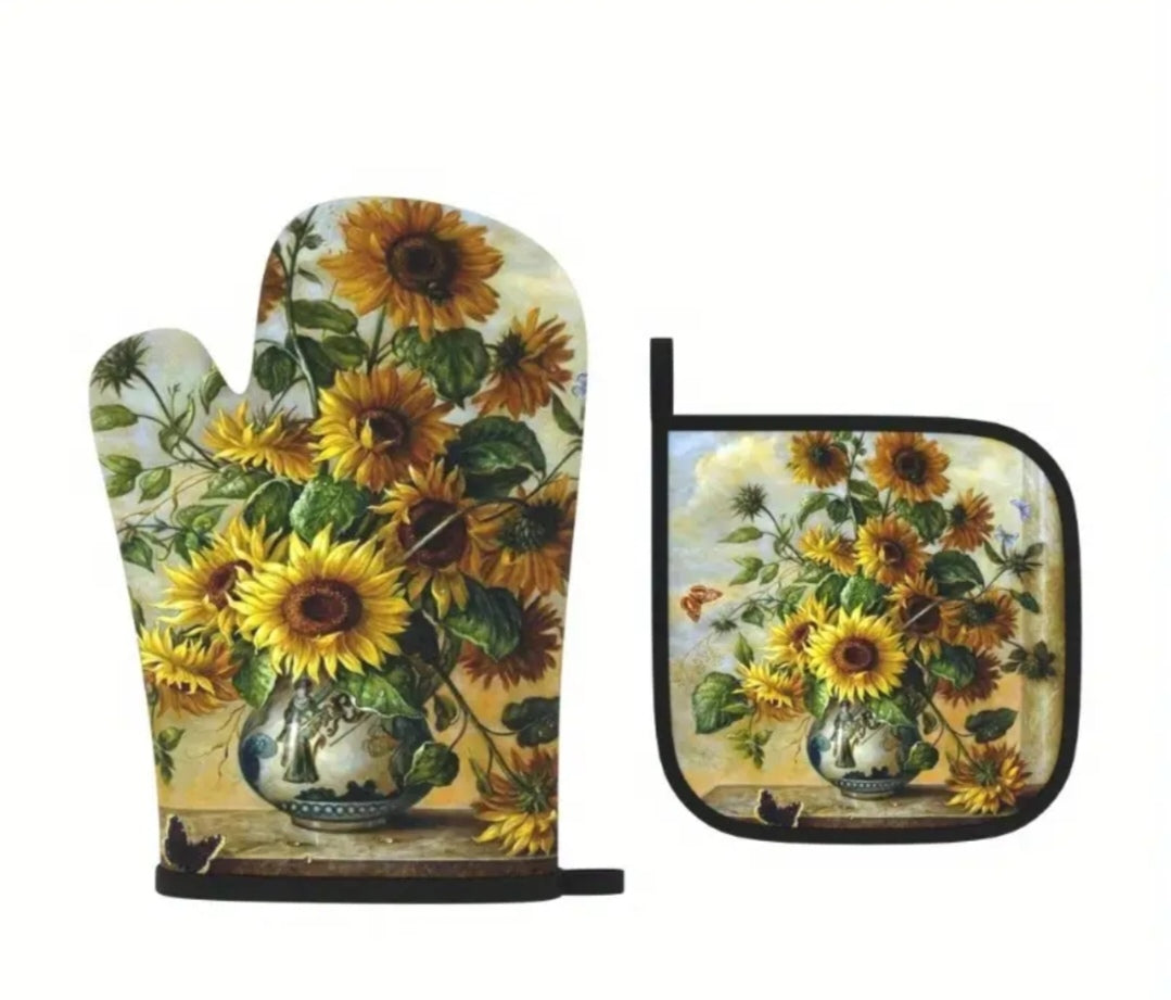 Oven mittens sunflower
