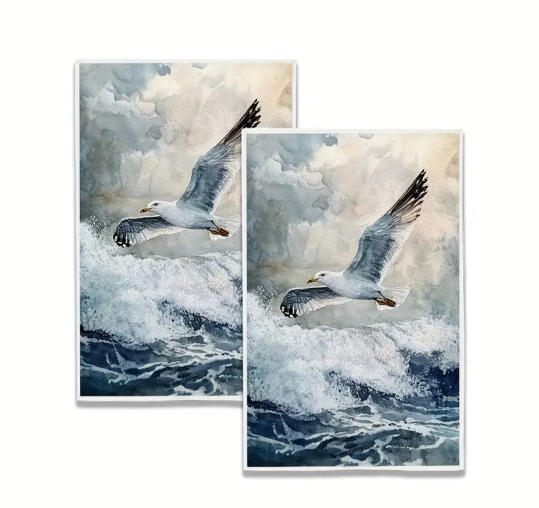 2Pce seagull print kitchen towels