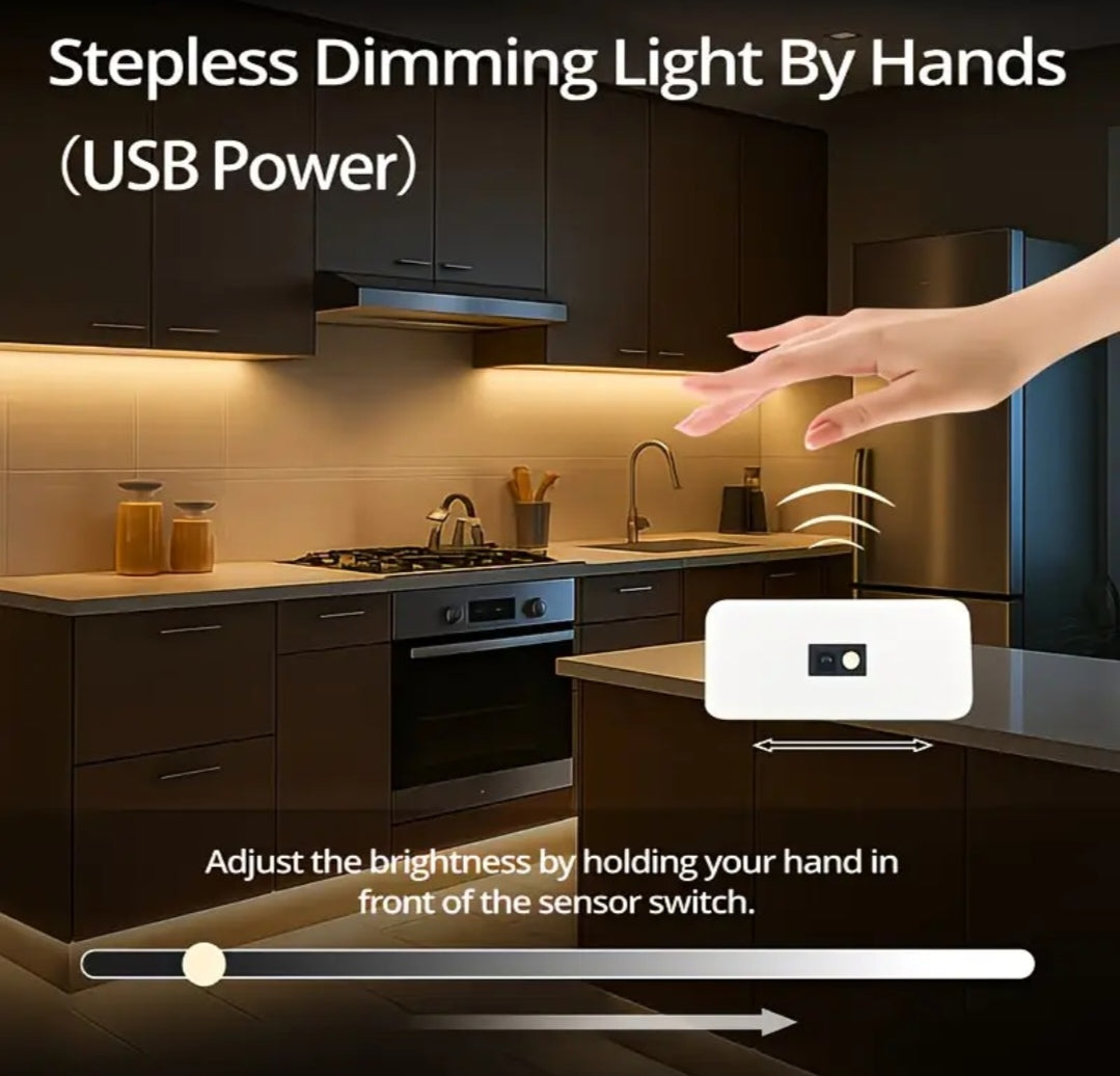 Motion Sensor LED Strip Lights USB – Under Cabinet Lighting for Kitchen, Wardrobe & Bedroom