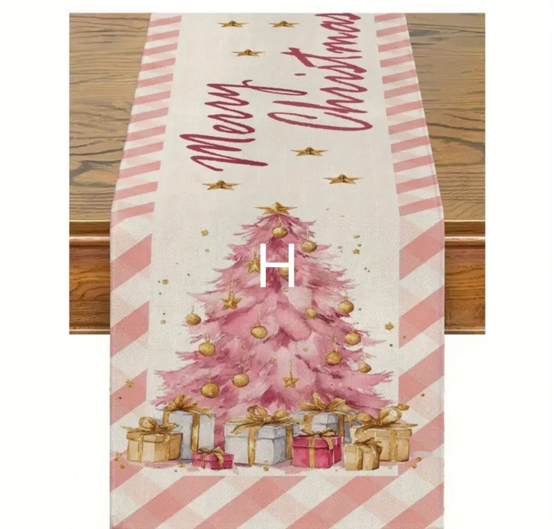 Pink Xmas table runners