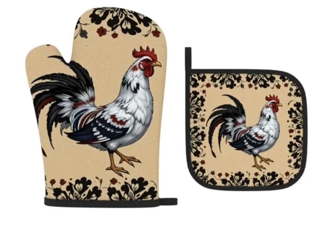 2pce oven mittens Chicken Design
