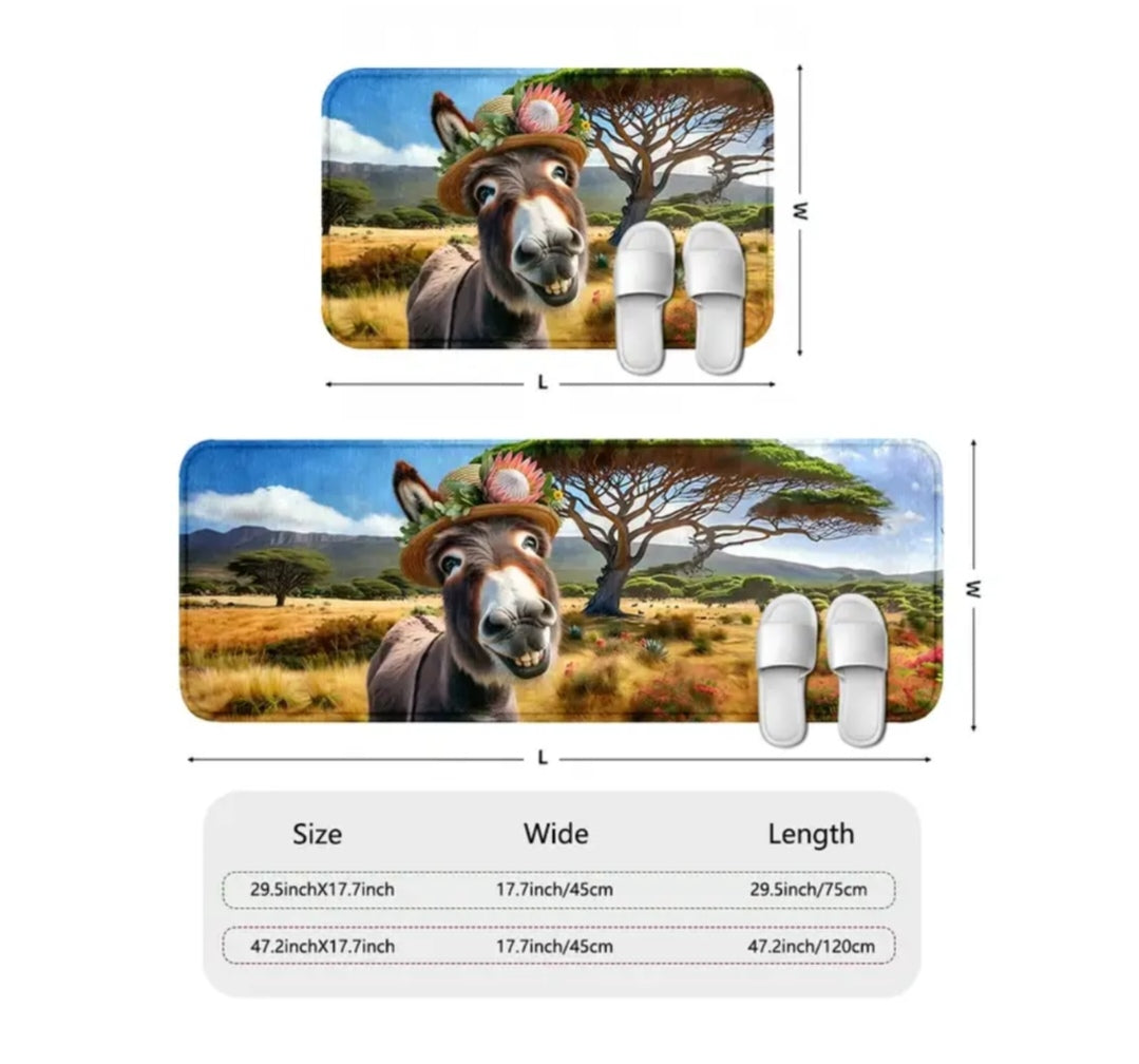 Donkey print 2pce kitchen mats