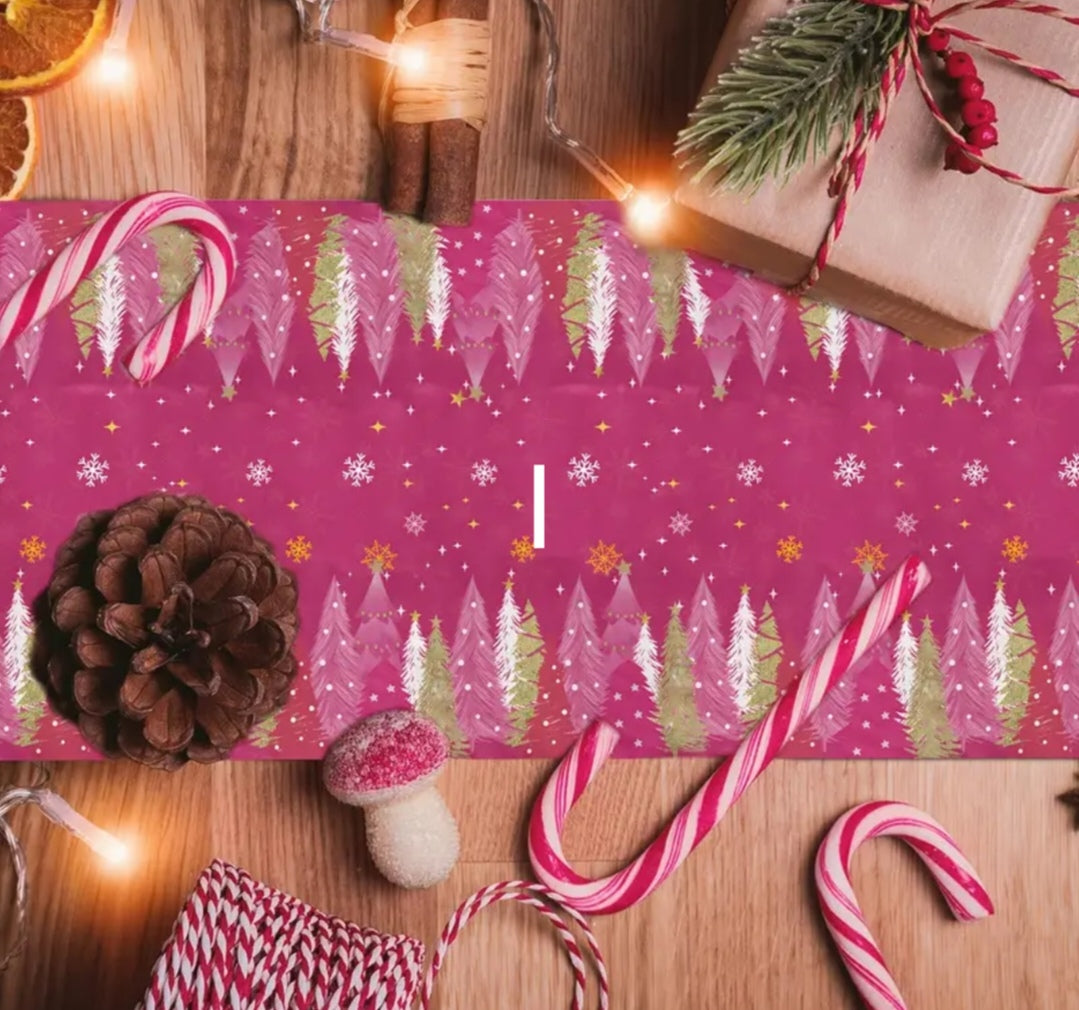 Pink Xmas table runners