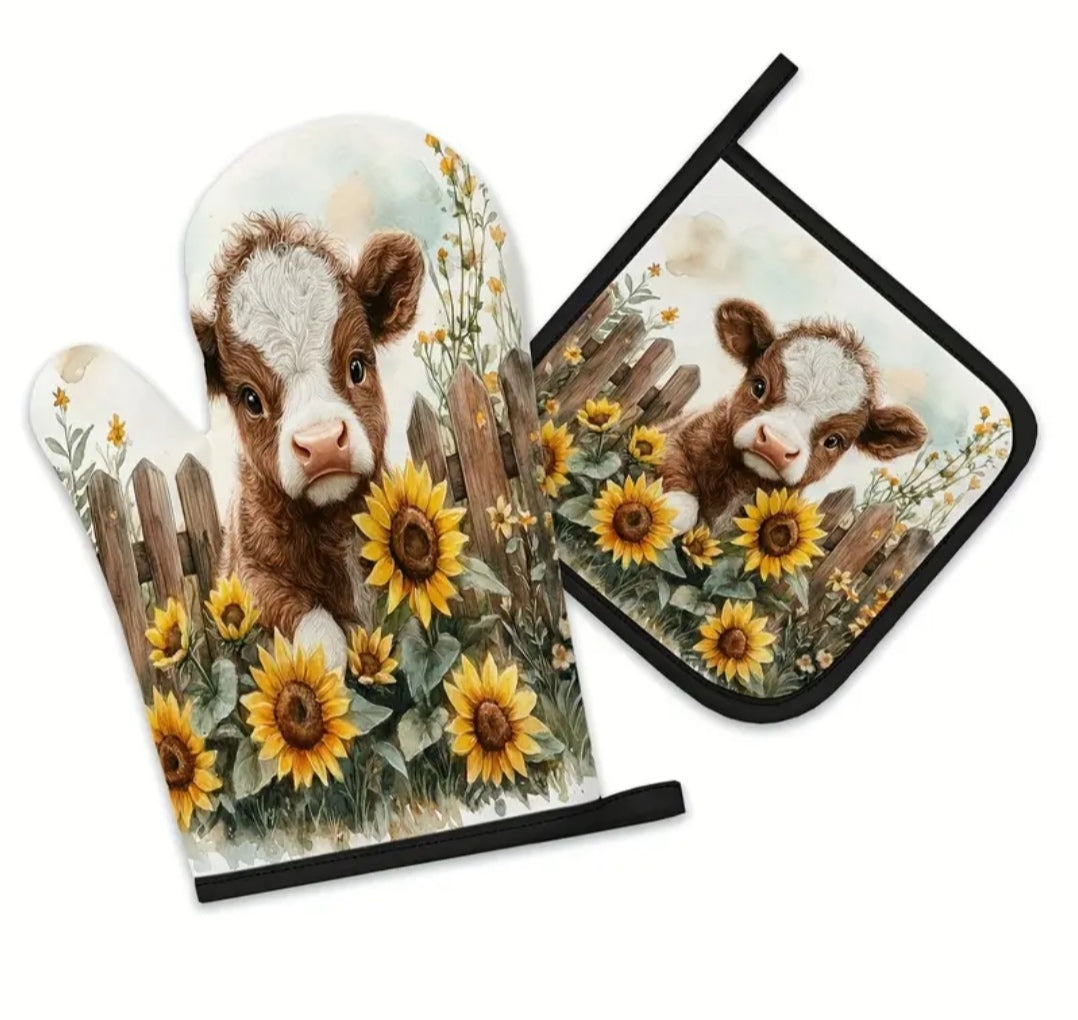 Oven mittens sunflower