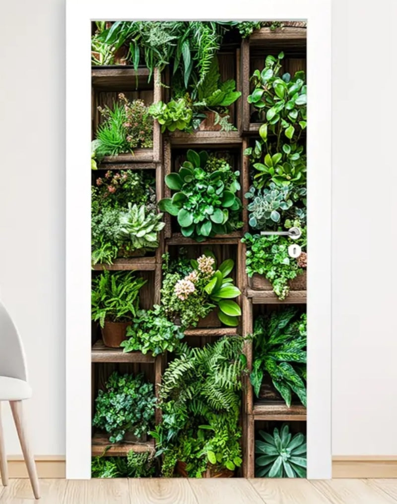 Botanical Door Wrap Collection – Nature-Inspired 3D Wall Murals (95 × 215 cm) | Peel & Stick Waterproof Door Stickers for Home Décor