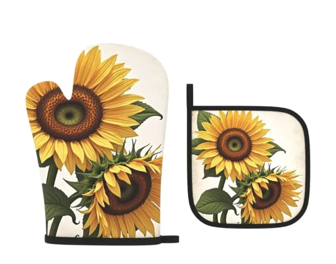 Oven mittens sunflower