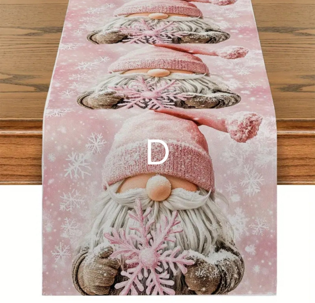 Pink Xmas table runners