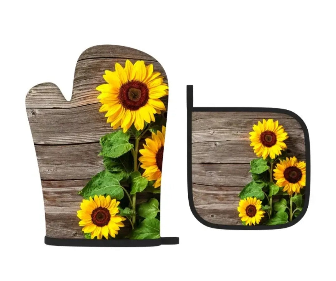 Oven mittens sunflower