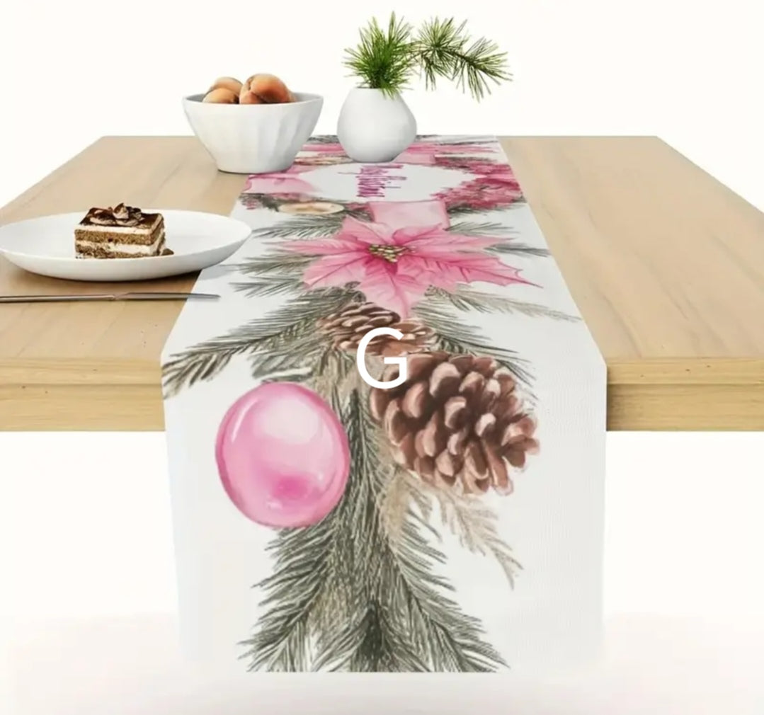 Pink Xmas table runners