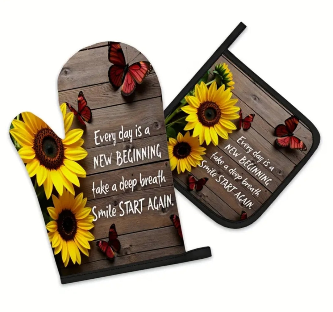 Oven mittens sunflower