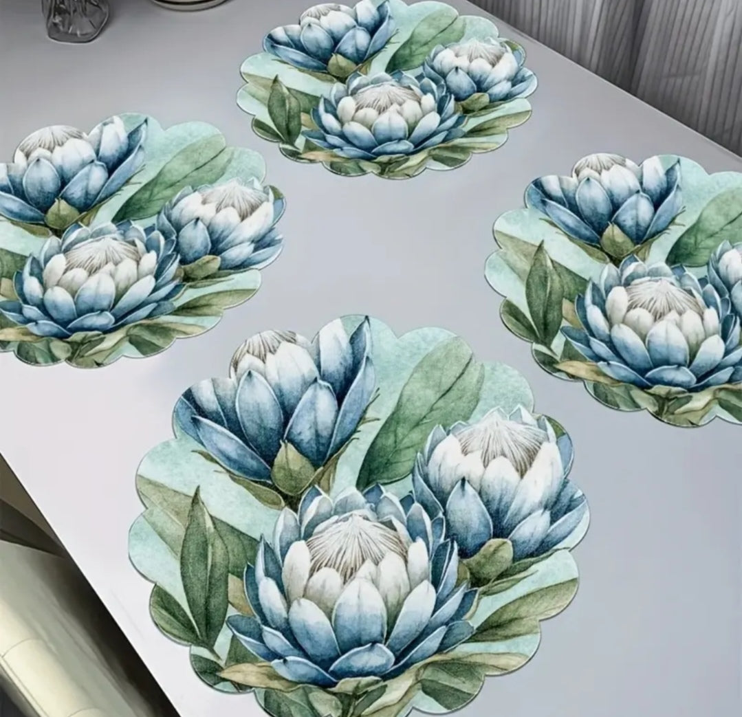 4pce Round protea place mats
