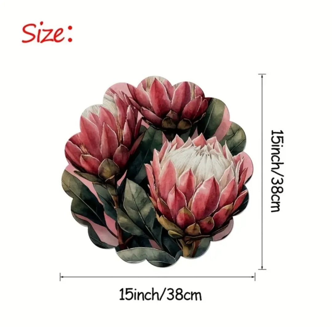 4pce Round protea place mats