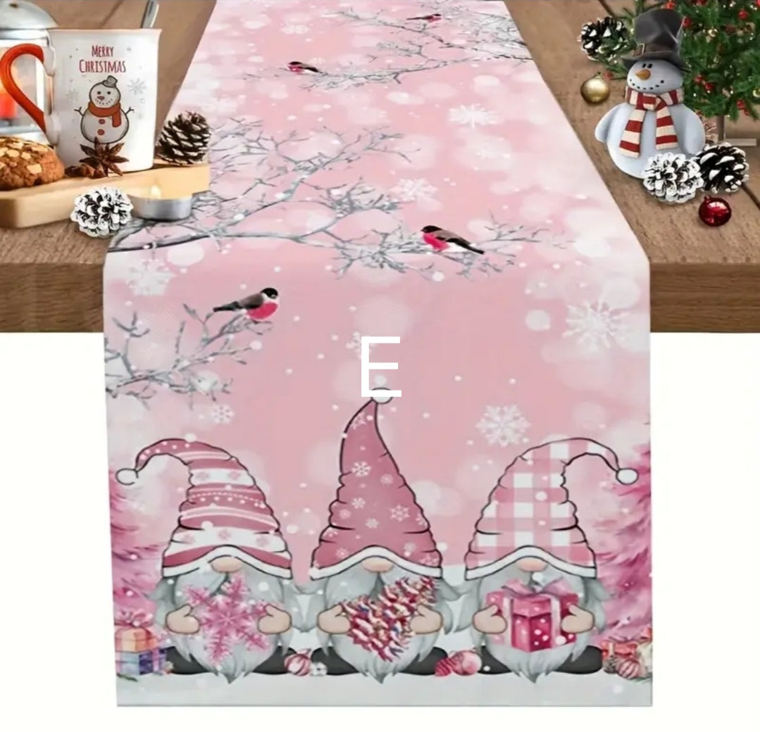 Pink Xmas table runners