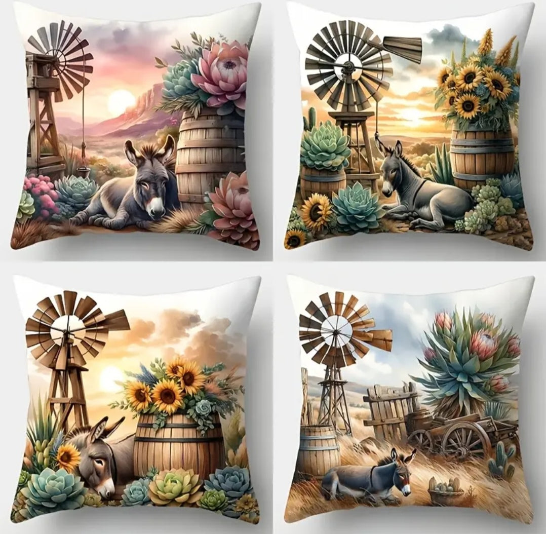 4pce donkey print cushion covers