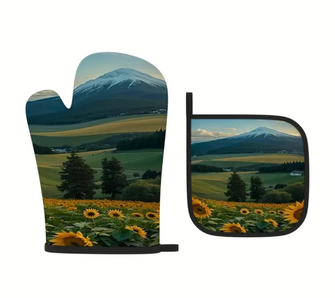 Oven mittens sunflower