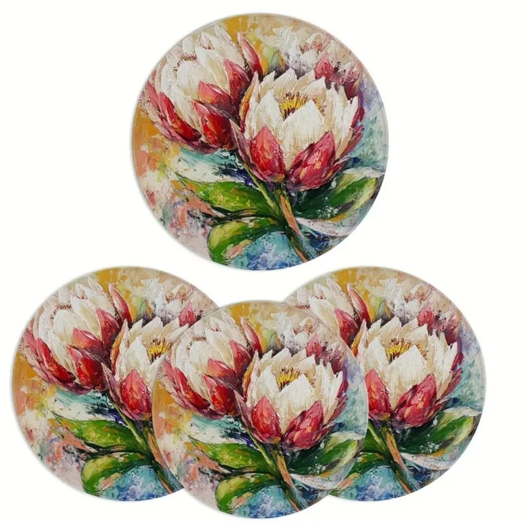 4pce Round protea place mats