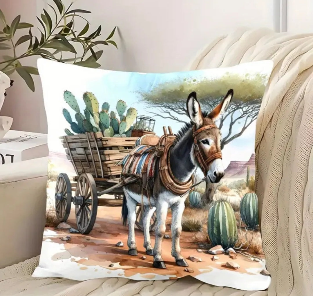 Single print donkey cushion cover