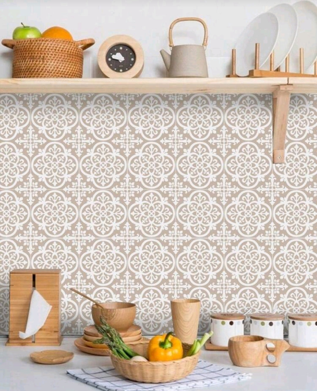 Vintage Moroccan Medallion Backsplash Tile – SQE Self-Adhesive Panel