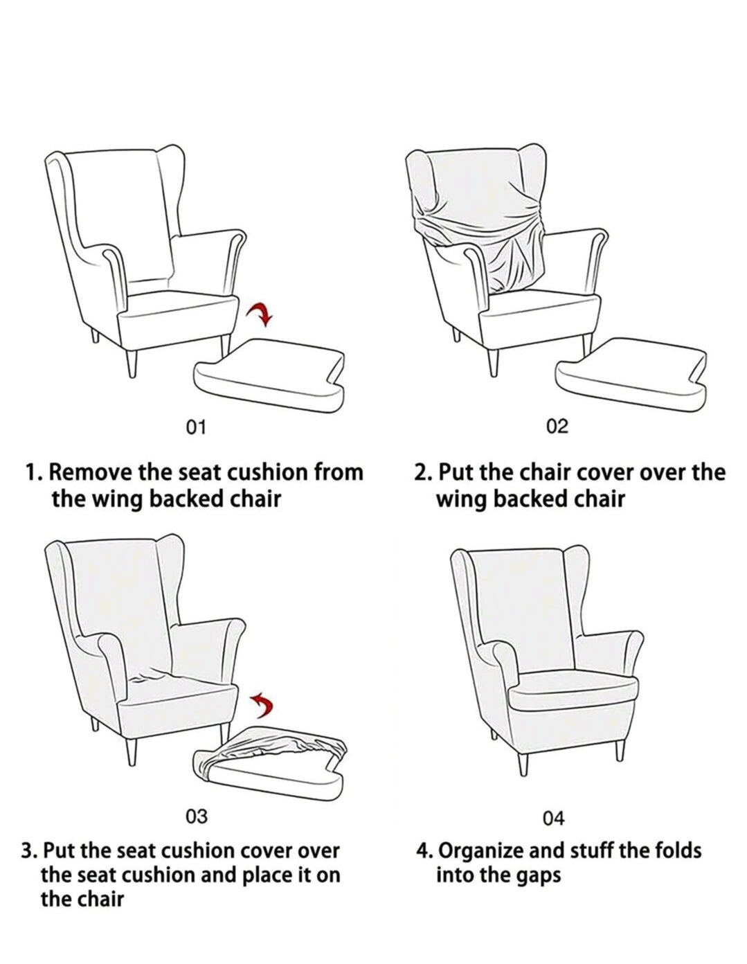 Last One Available – Cream Wingback Chair Cover | Stretch Corn Fleece 2-Piece Full Coverage