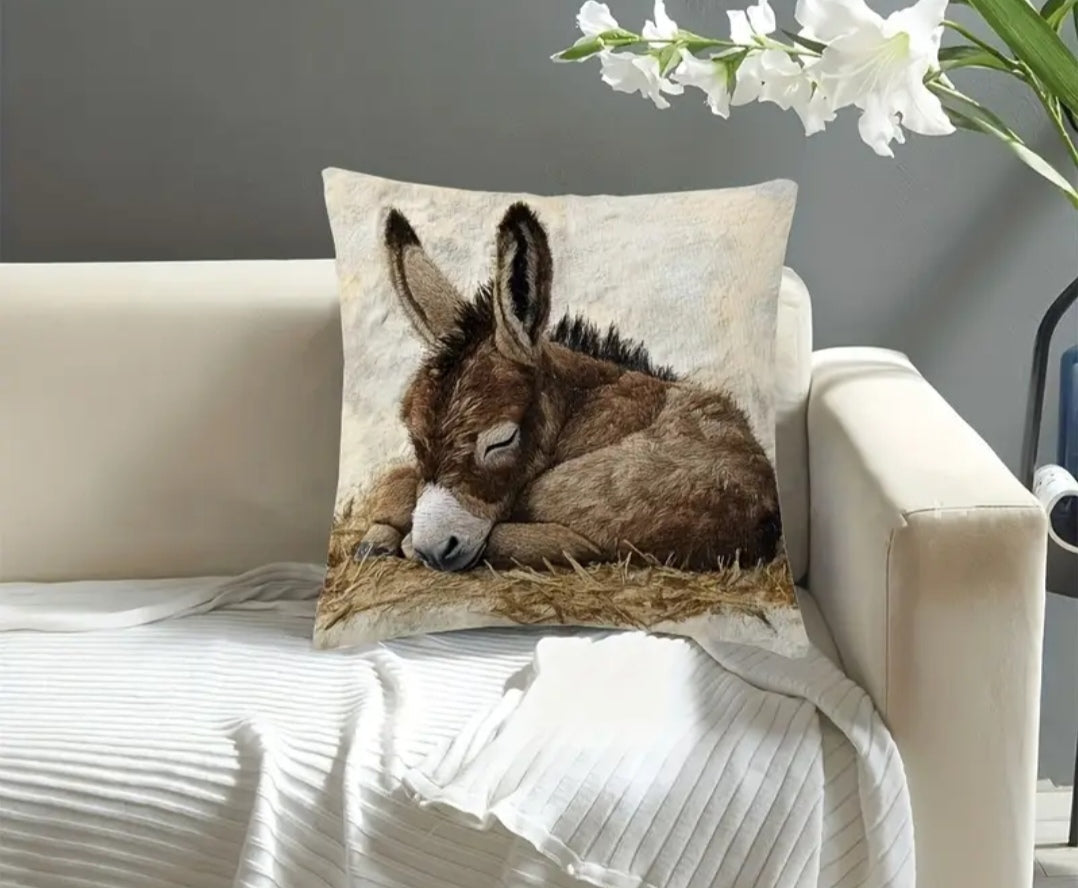 Single print donkey cushion cover