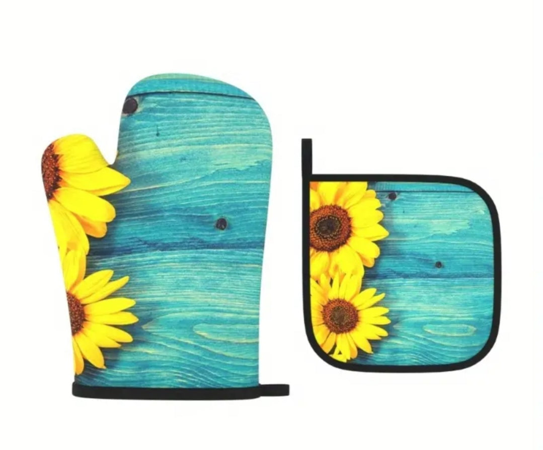 Oven mittens sunflower