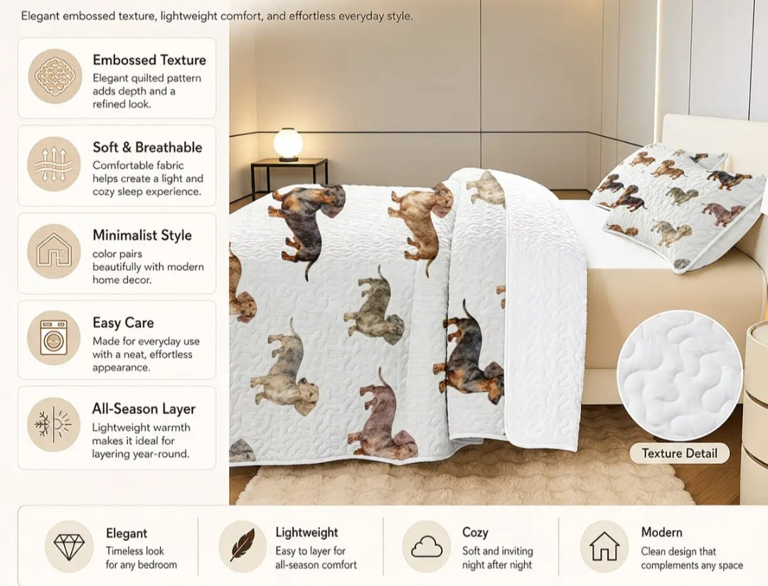 Single Bed Cover Set 150 x 200 cm | Embossed Bed Cover with 1 Pillowcase | Various Designs