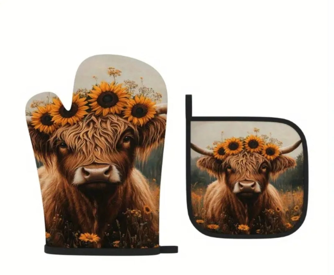 Oven mittens sunflower
