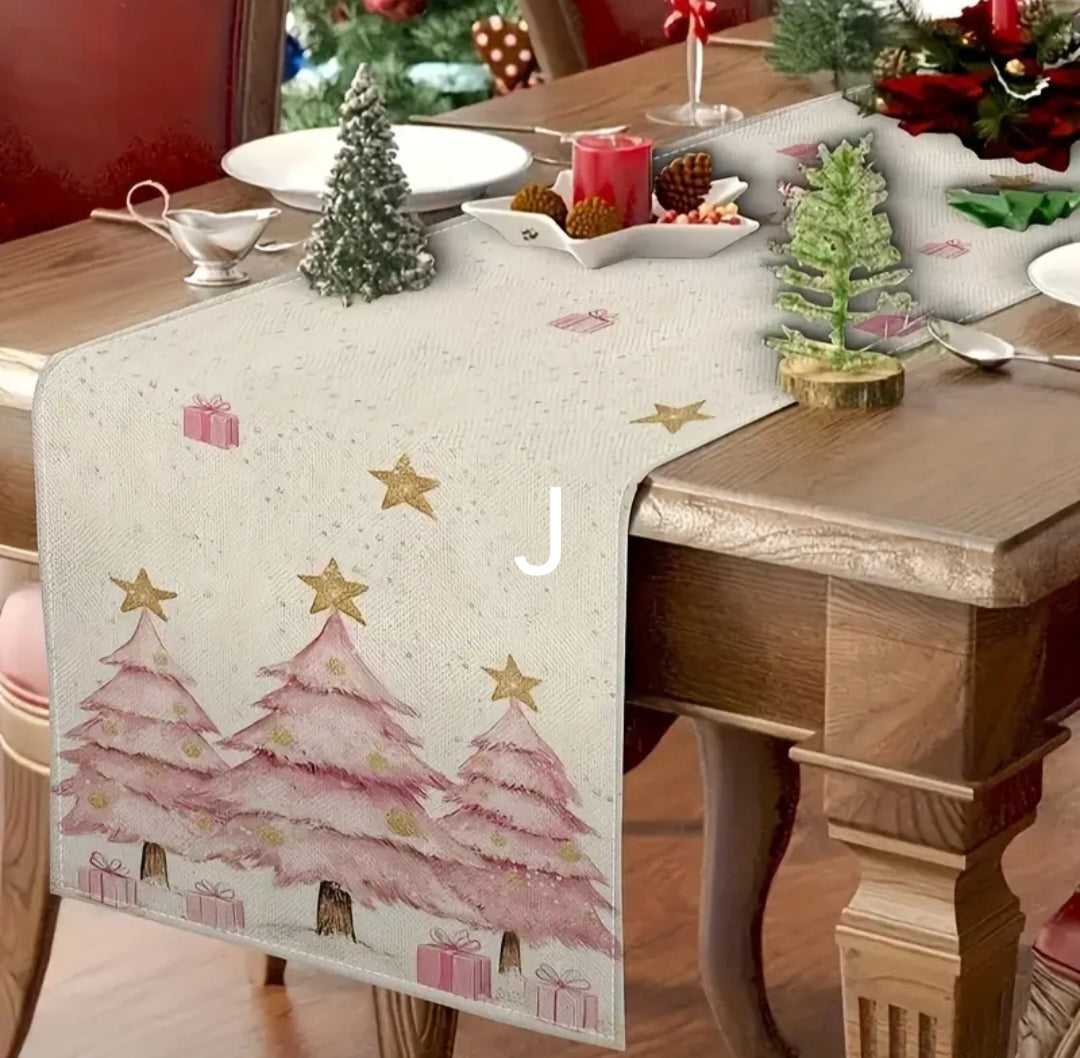Pink Xmas table runners