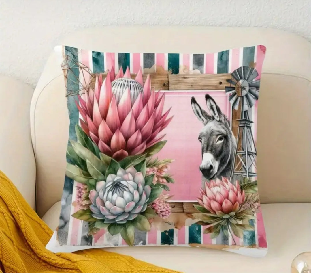 Single print donkey cushion cover