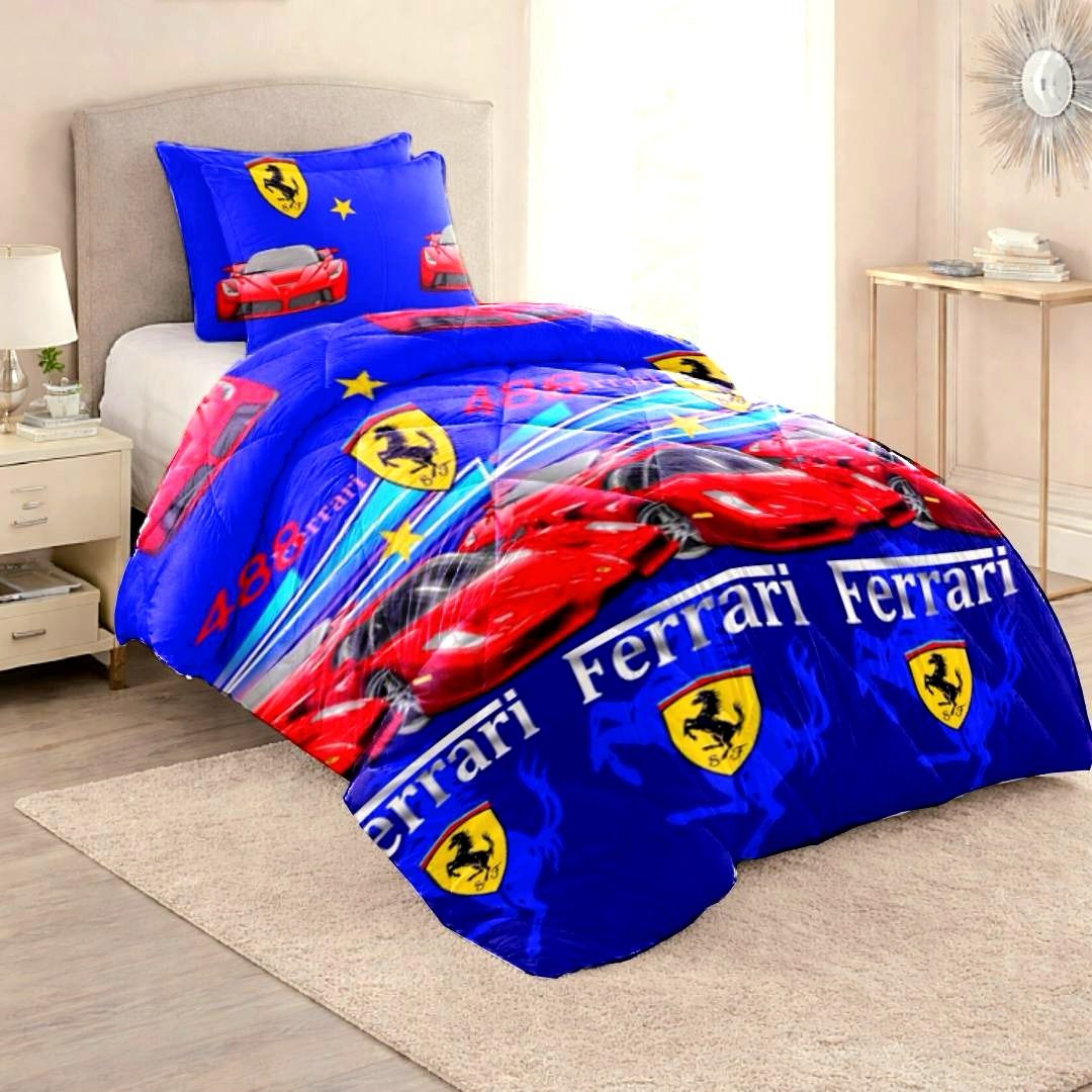 Disney Cars Lightning McQueen Kids Comforter Set – Soft Cartoon Bedding with Pillow Covers, Blue Racing The