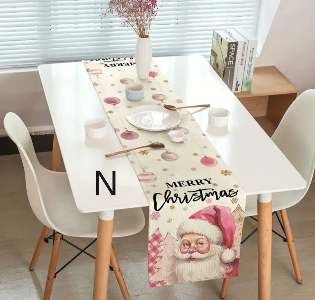 Pink Xmas table runners
