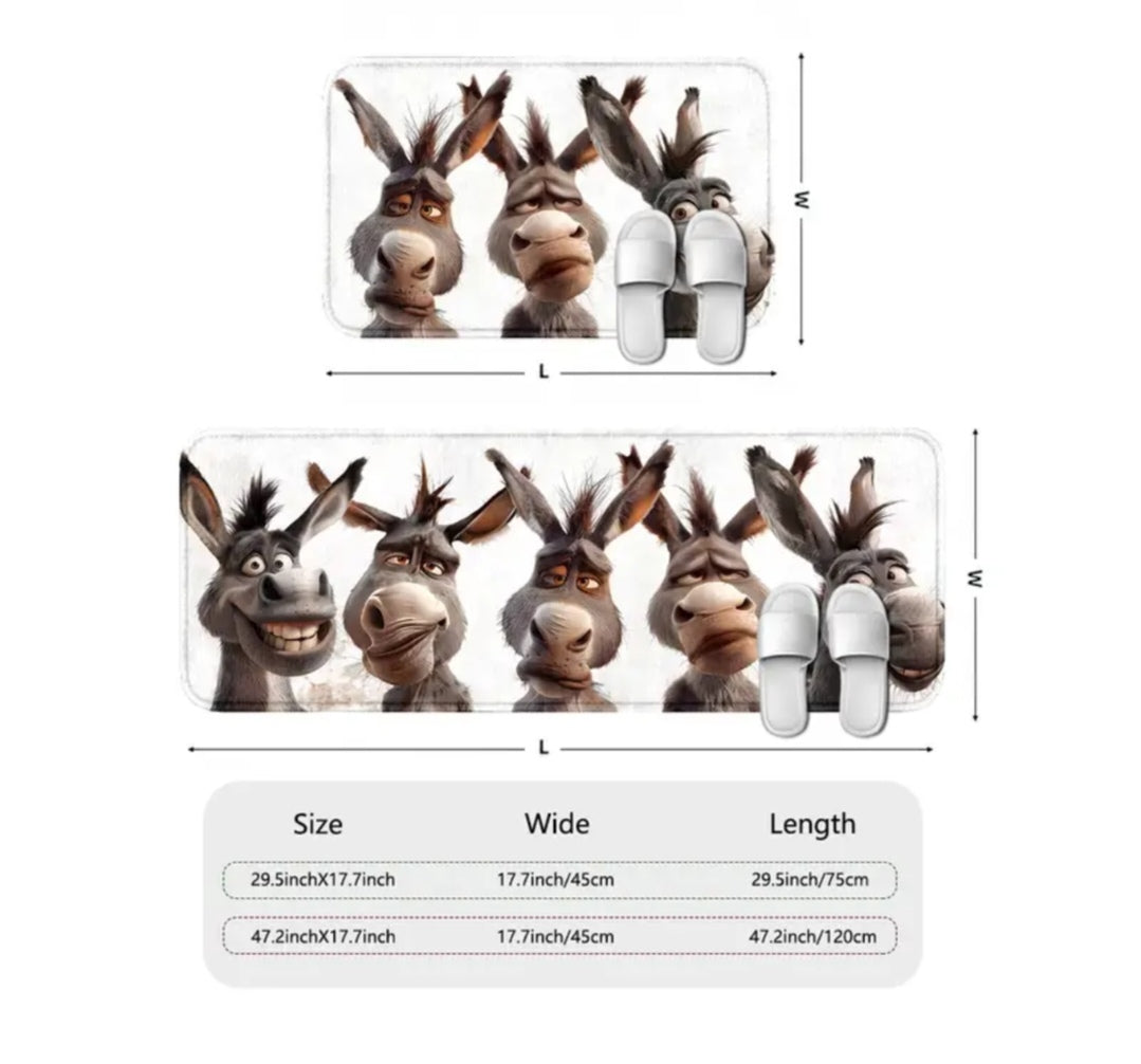Donkey print 2pce kitchen mats