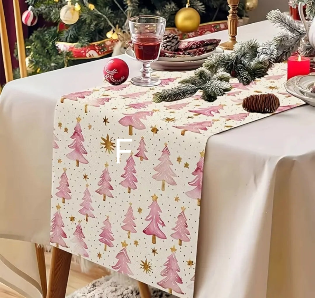 Pink Xmas table runners