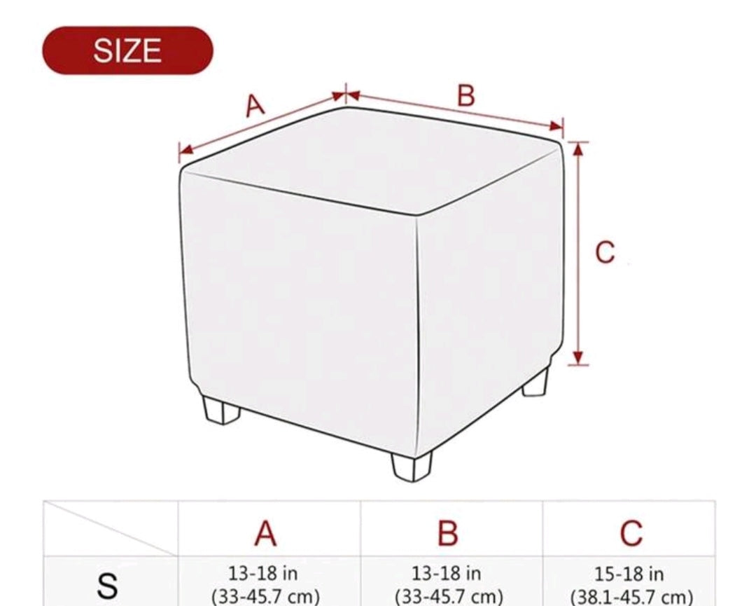 Small Velvet Ottoman Slipcover – Stretch Square Footstool Cover in Camel, Dark Green & Gray