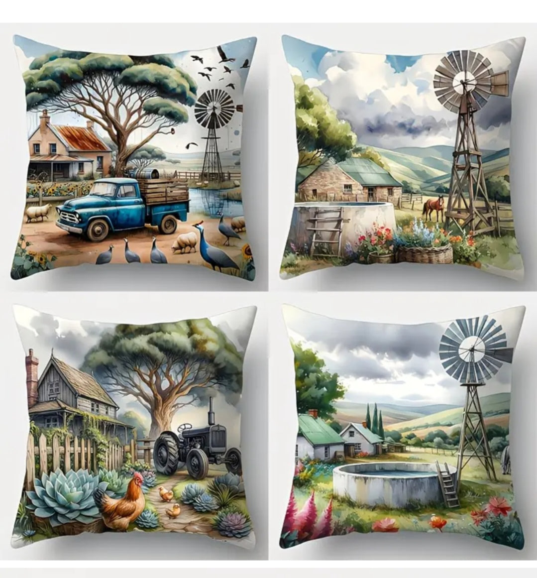 Plaaslewe Sierkussing Oortreksel (45x45cm) | Donkies, Windpomp & Plaas Tema