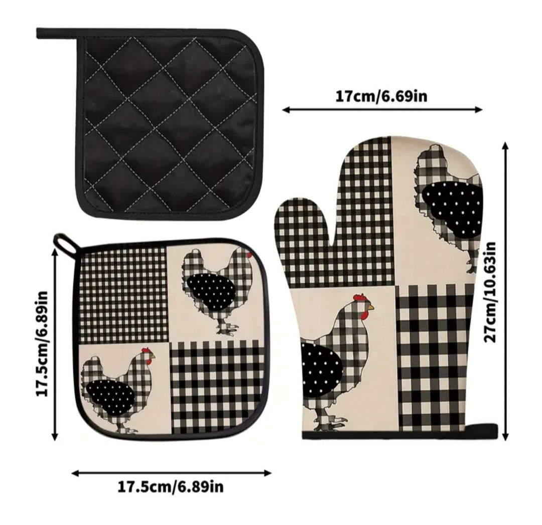 2pce oven mittens Chicken Design